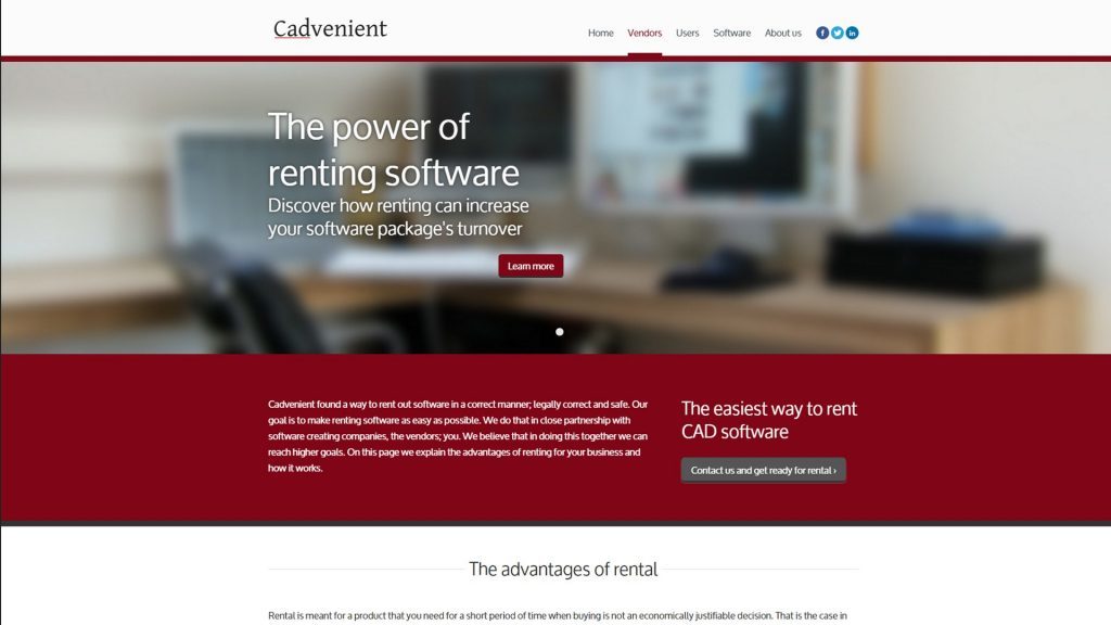 Cadvenient Vendor page as designed and developed by Michiel Tramper