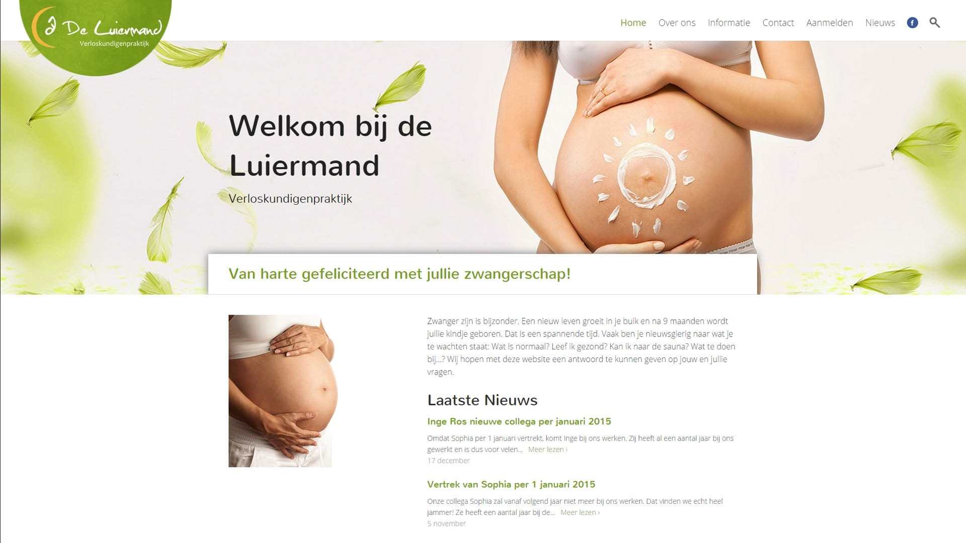 De Luiermand homepage midwifery practive website by Michiel Tramper