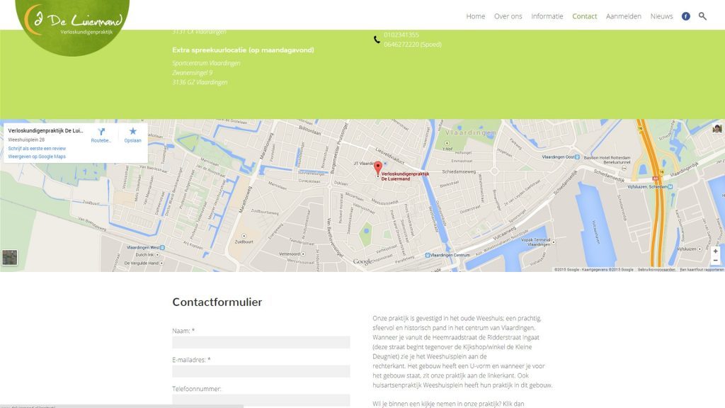 De Luiermand contactpage midwifery practive website by Michiel Tramper