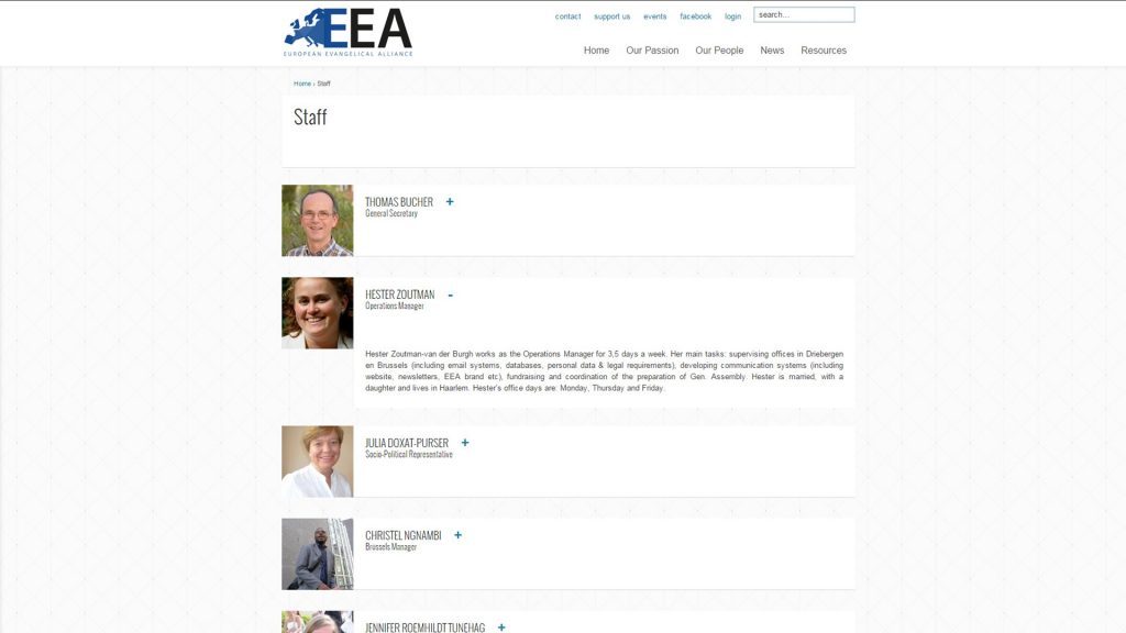 European EA staff page as designed by Michiel Tramper