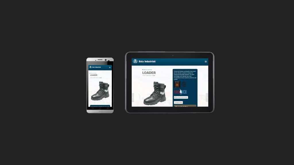 Bata Industrials Safety Shoes Website for Mobile and Tablets
