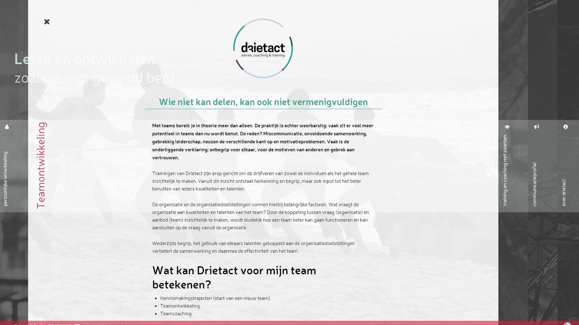 Content on Drietact.nl as developed by Michiel Tramper and designed by Tineke van Lindenberg